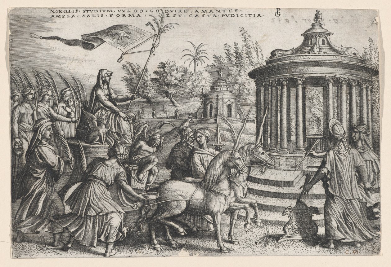 Kyskhedens triumf på kærligheden, fra Petrarkas triumfer. af Georg Pencz