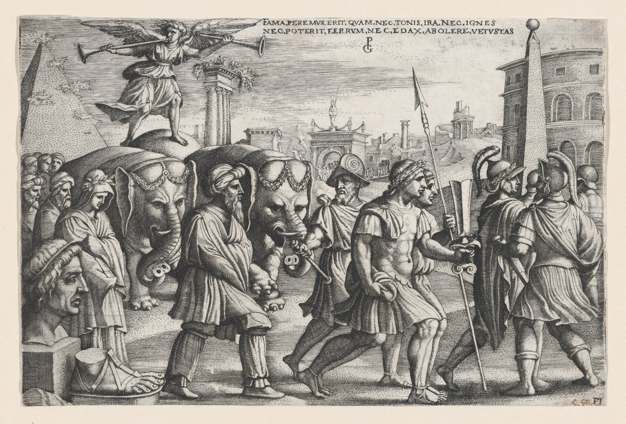 Berømmelsens triumf på kyskhed, fra Petrarkas triumfer. af Georg Pencz