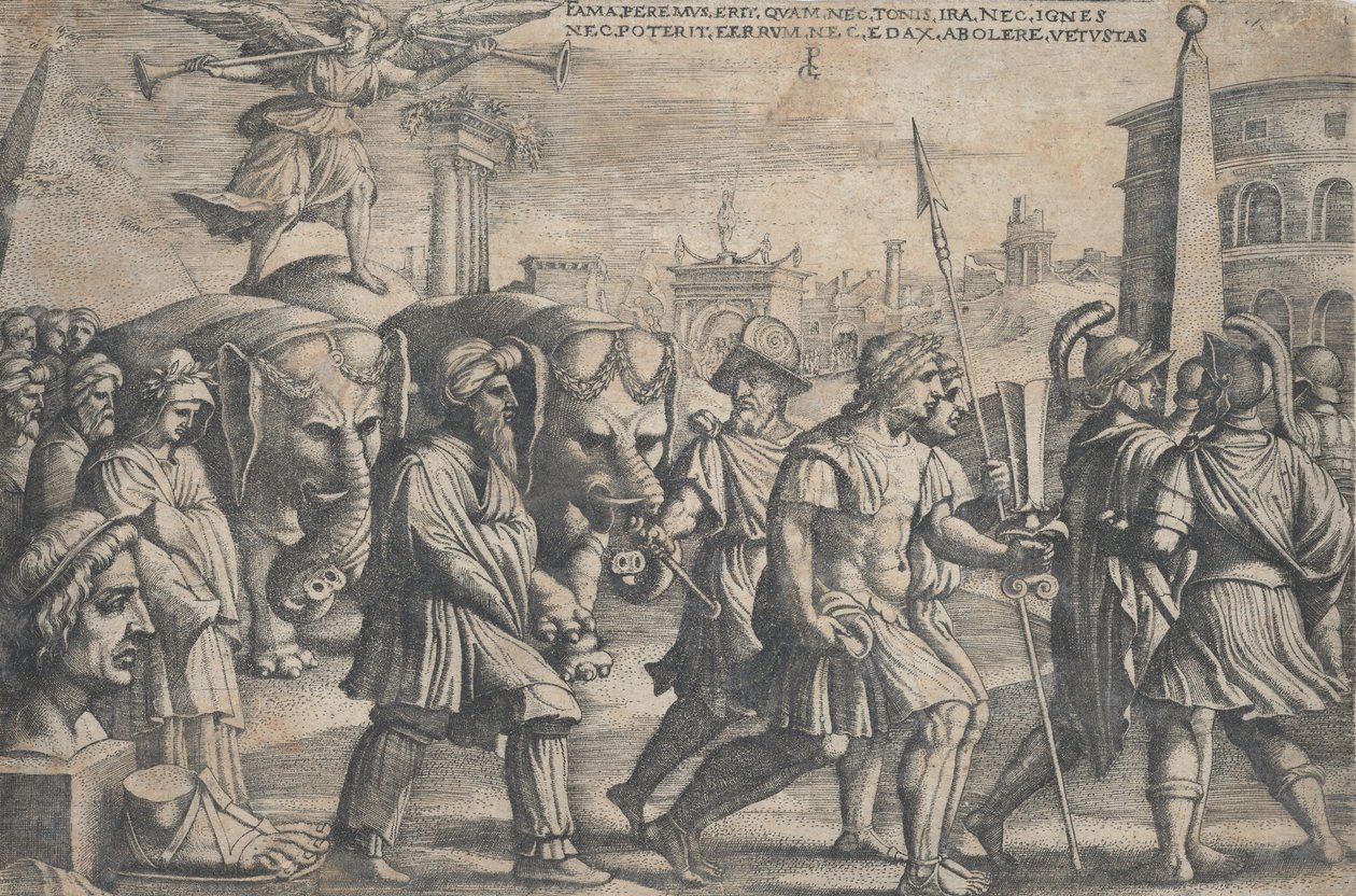 Berømmelsens triumf på kyskhed, fra Petrarkas triumfer. af Georg Pencz