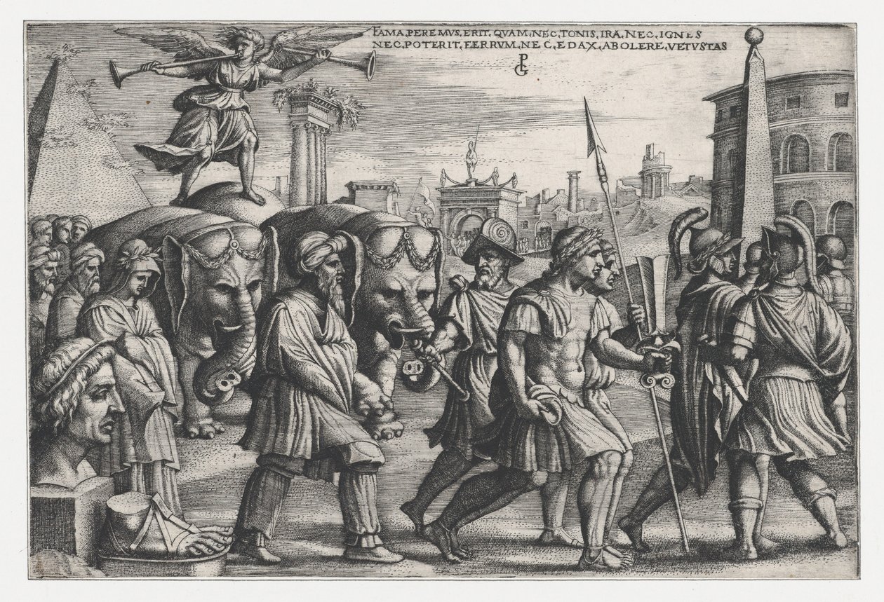 Berømmelsens triumf på kyskhed, fra Petrarkas triumfer. af Georg Pencz