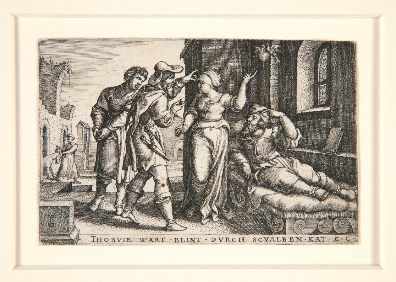 Tobit Blinded, pl. 3 fra serien The Story of Tobit af Georg Pencz