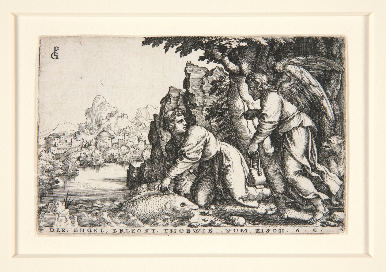 Tobit og englen, pl. 5 fra serien The Story of Tobit af Georg Pencz