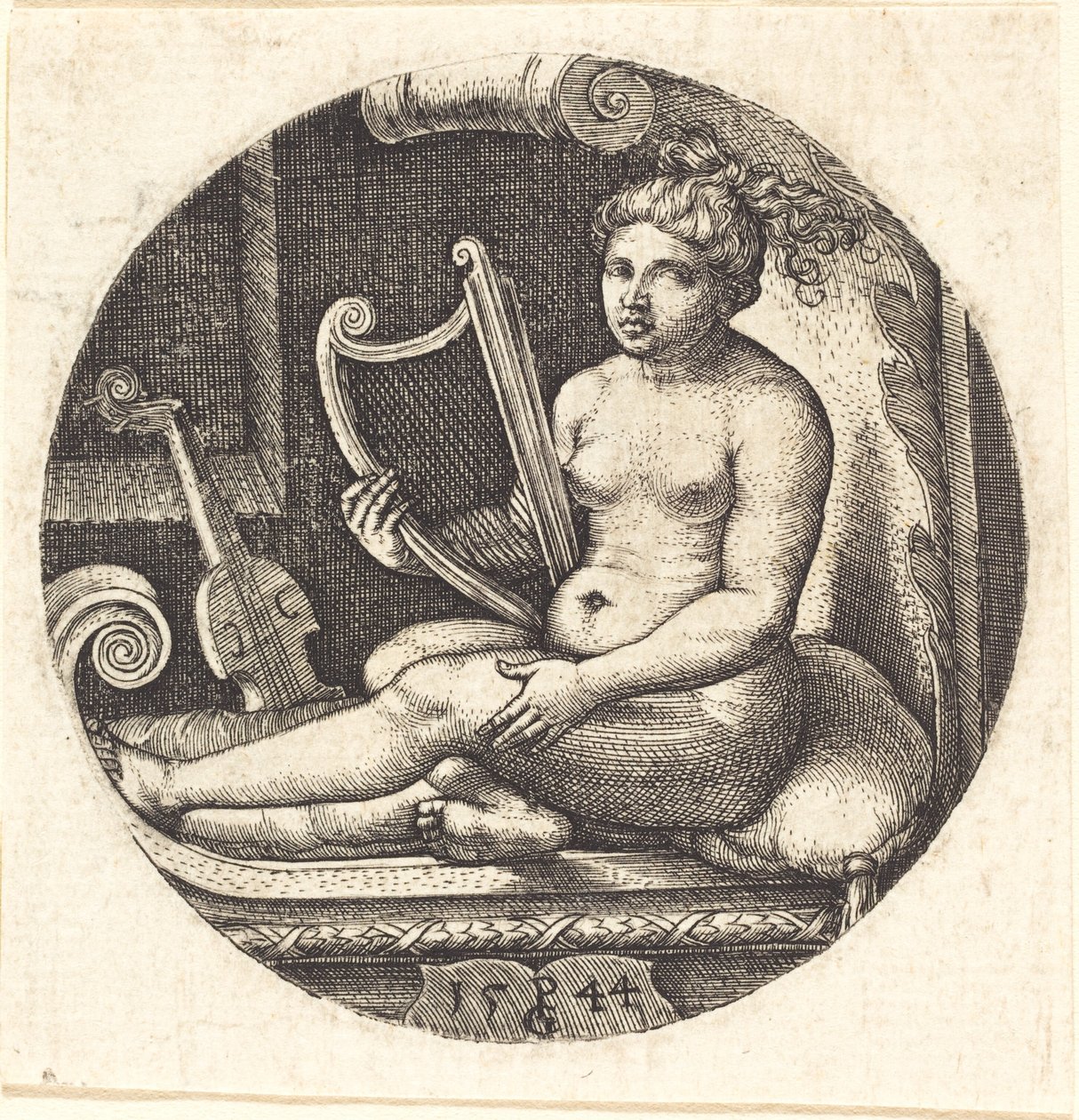Kvinde med en harpe af Georg Pencz