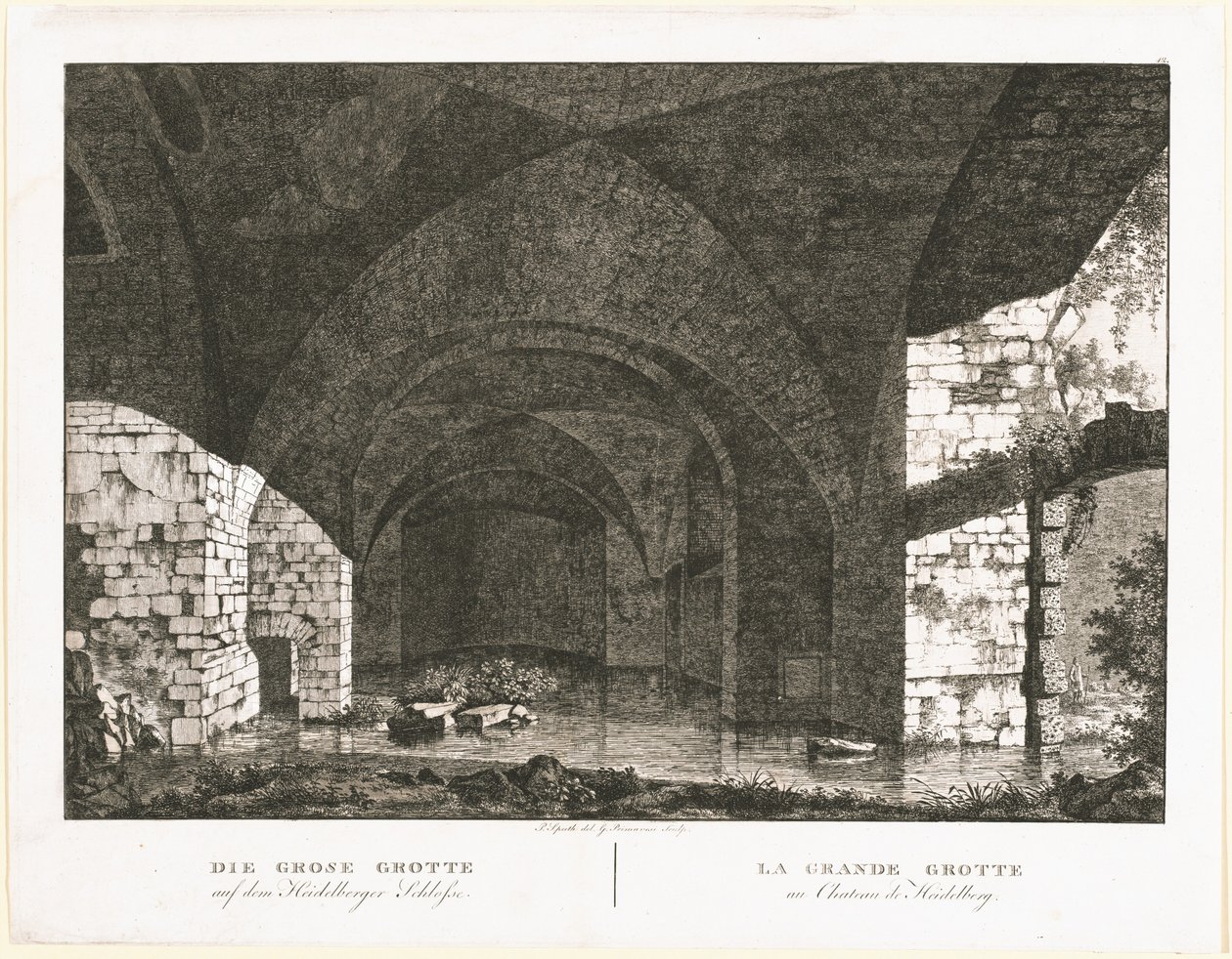 Den store grotte ved Heidelberg Slot af Georg Primavesi, after Peter Speeth