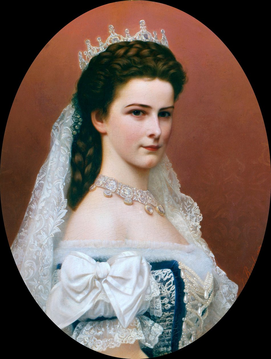 Portræt af kejserinde Elisabeth af Østrig (Sissi) (1837 - 1898) (maleri) af Georg Raab