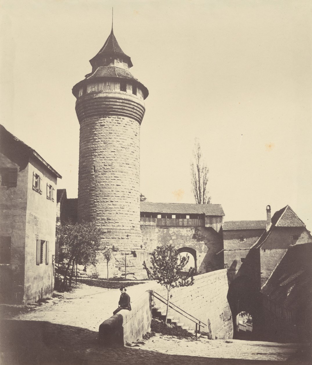 Der Runde Turm und der Festung in Nürnberg (Rundetårn og fæstning i Nürnberg),ca. 1852 (foto) af Georg Schmidt