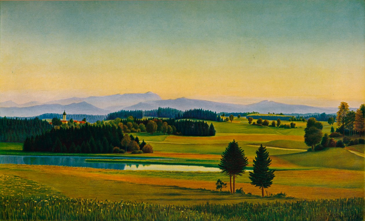 Landskab ved Staffelsee, c1931 af Georg Schrimpf