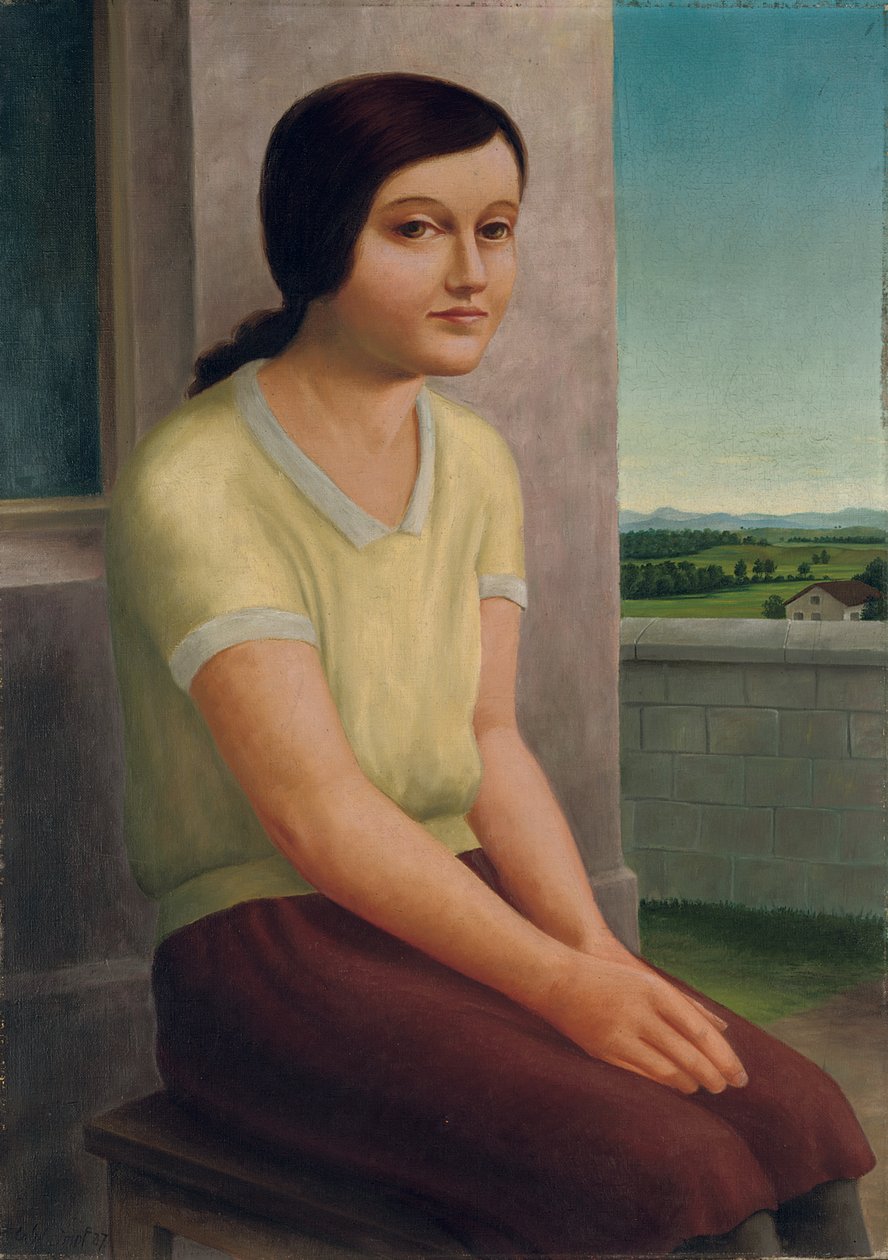 Siddende Pige; Siddende pige, 1927 af Georg Schrimpf