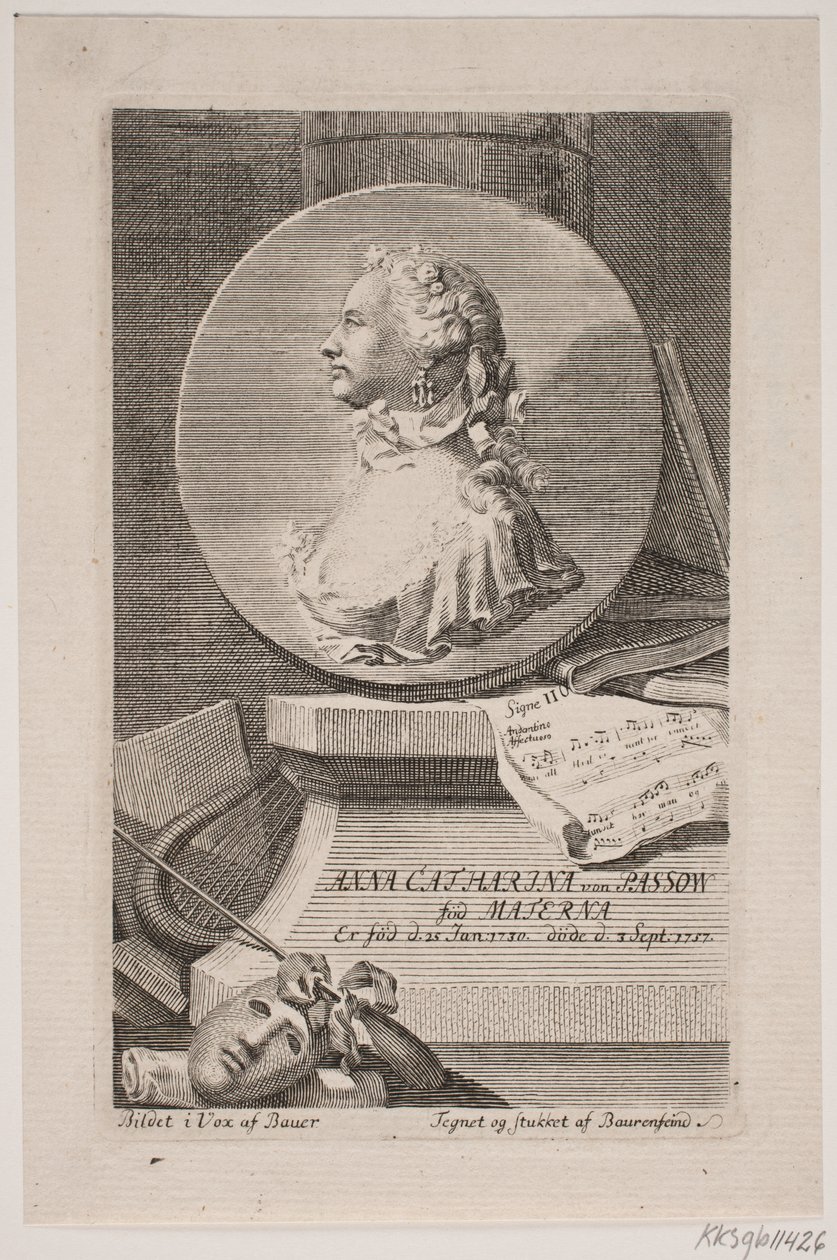 Skuespillerinden Anna Catharina von Passow af Georg Vilhelm Baurenfeind