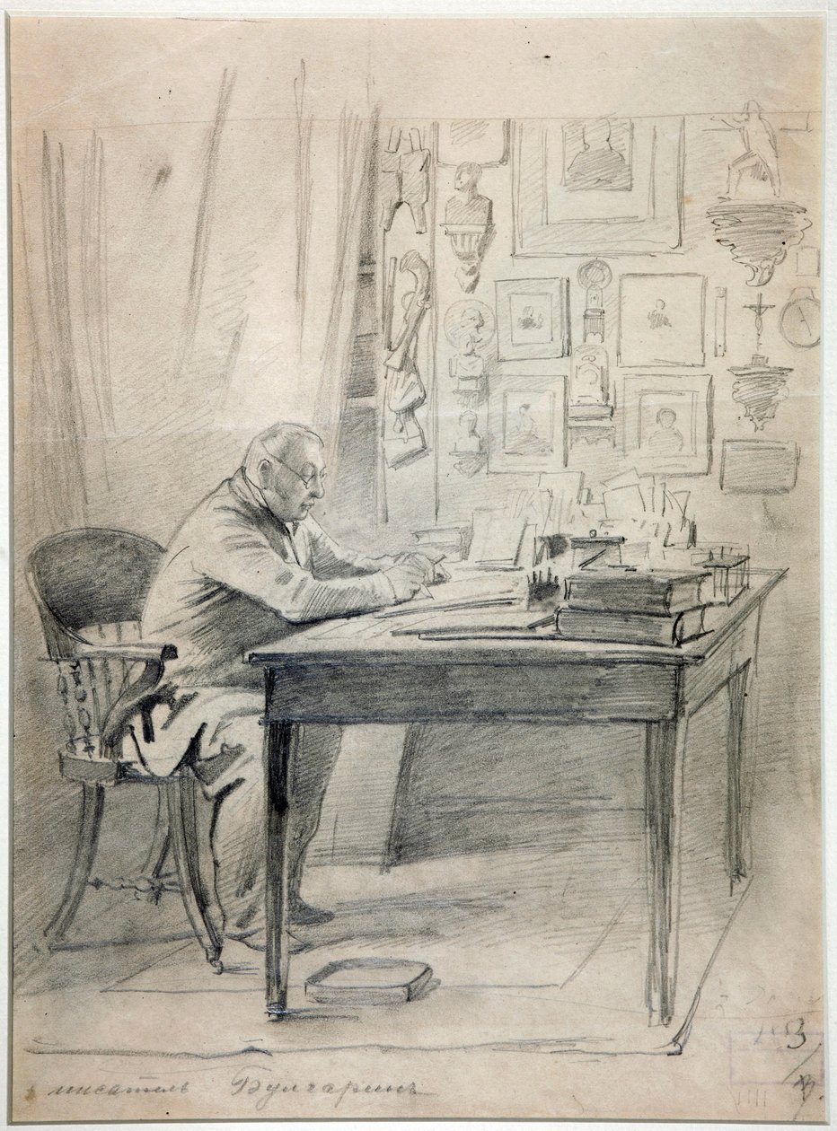 Faddei Boulgarine - Portræt af forfatteren Faddei Bulgarin (1789-1859) af Timm, Vasily (George Wilhelm) (1820-1895) af Georg Wilhelm Timm