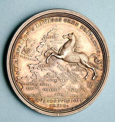 Medalje til minde om tiltrædelsen af George I af Georg Wilhelm Vestner