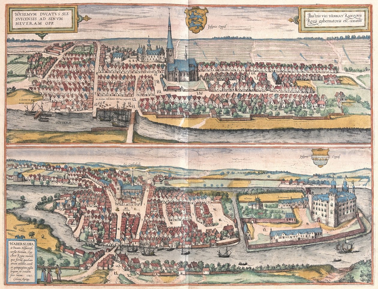 Husum, Tyskland, illustration fra af Georg Braun und Franz Hogenberg