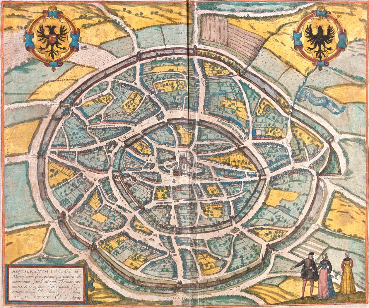 Aachen, Tyskland af Georg and Hogenberg Franz (1535 90) Braun