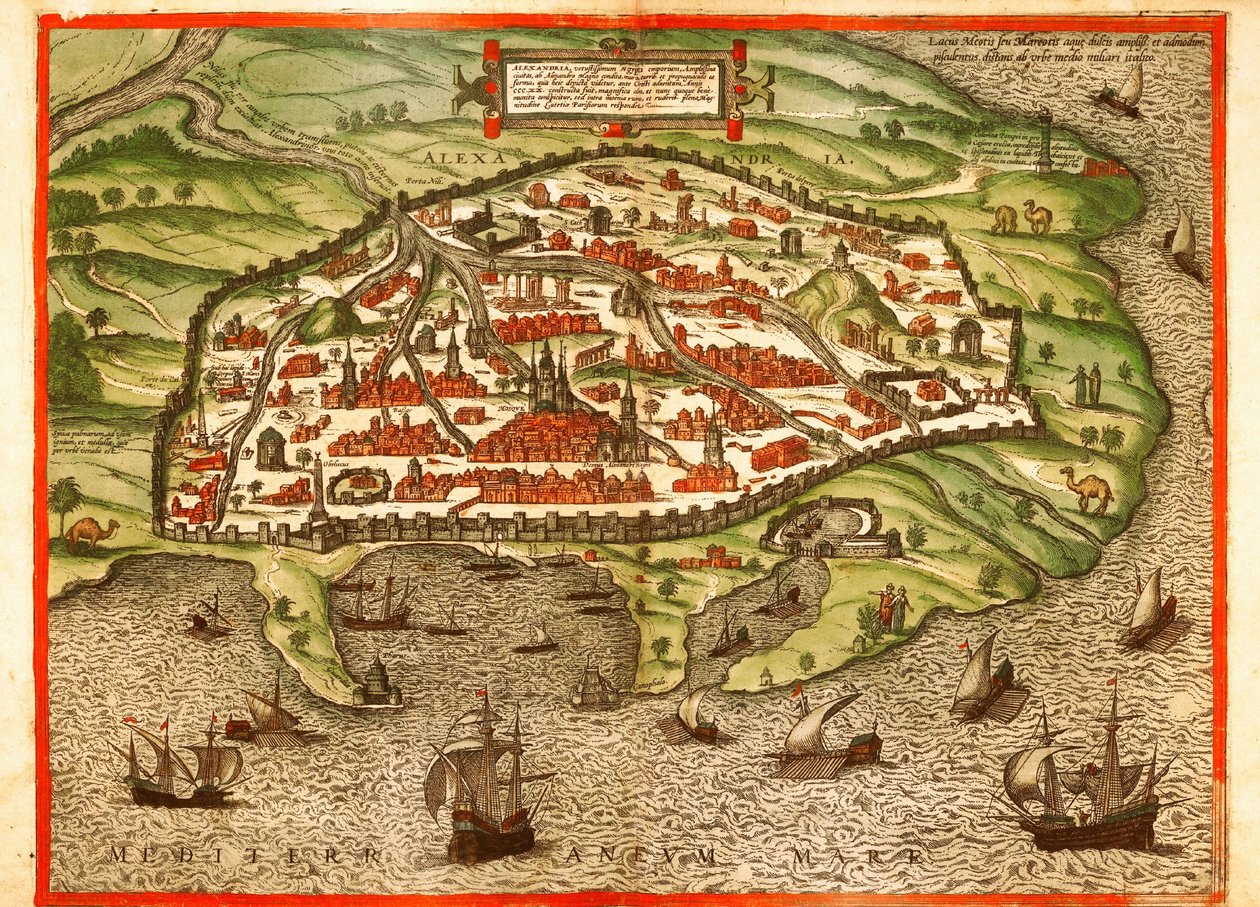 Alexandria, Egypten af Georg and Hogenberg Franz (1535 90) Braun