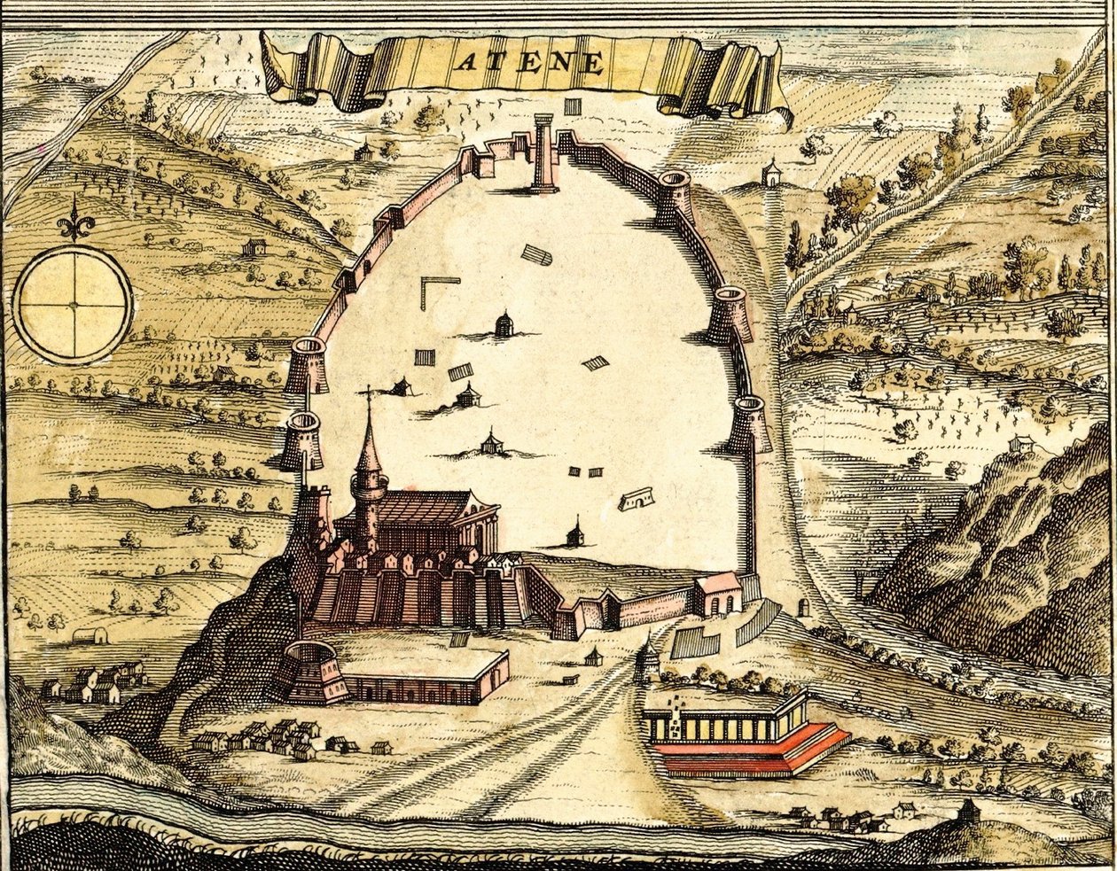 Athen, Grækenland af Georg and Hogenberg Franz (1535 90) Braun