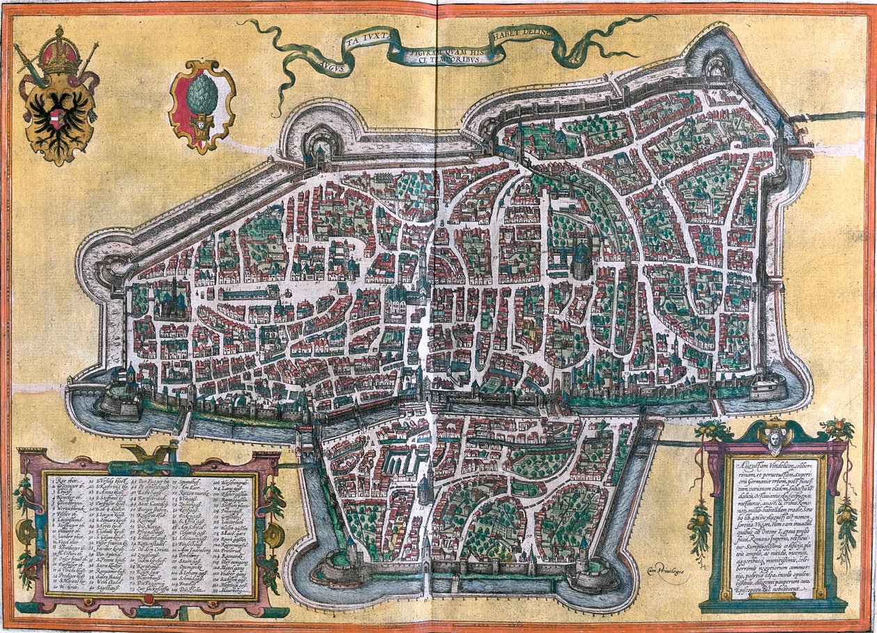 Augsburg, Tyskland af Georg and Hogenberg Franz (1535 90) Braun