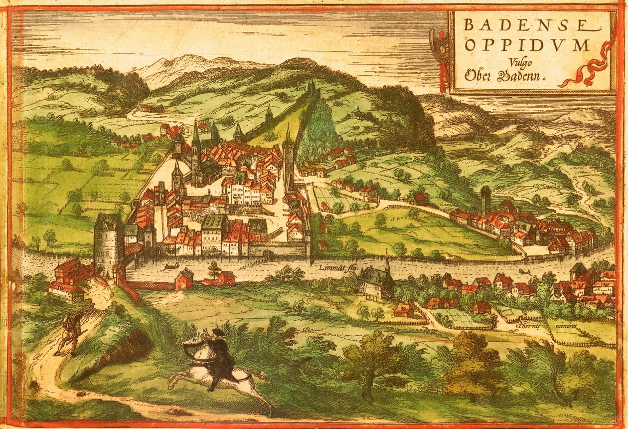Baden, Spa, Schweiz af Georg and Hogenberg Franz (1535 90) Braun