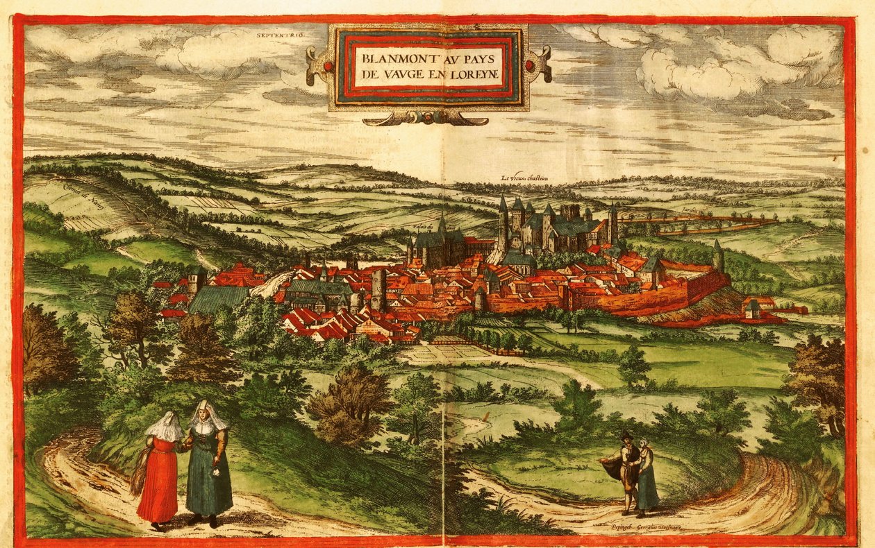 Blamont, landby i Frankrig af Georg and Hogenberg Franz (1535 90) Braun