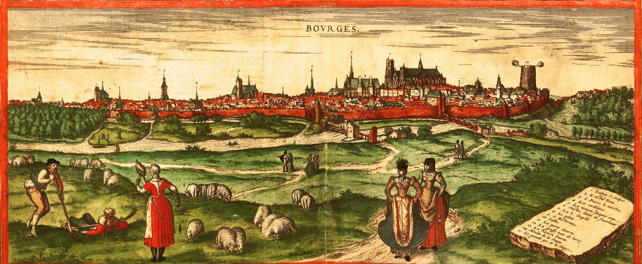 Bourges, - den romerske by af Georg and Hogenberg Franz (1535 90) Braun