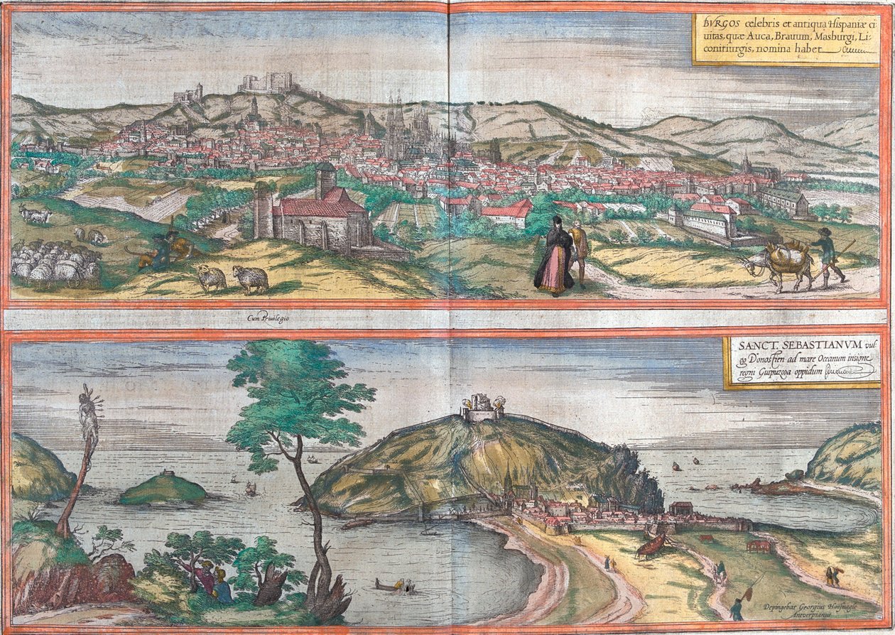 Burgos, San Sebastiàin, Spanien af Georg and Hogenberg Franz (1535 90) Braun