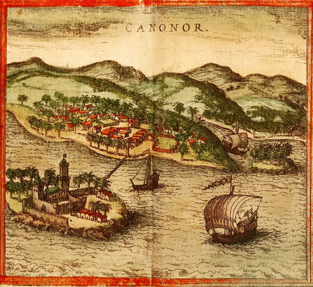 Cannanore, Kannur, Indien af Georg and Hogenberg Franz (1535 90) Braun