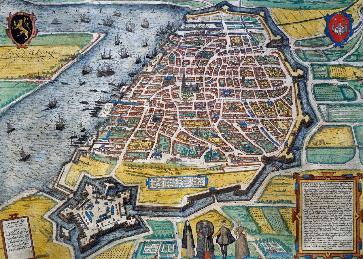 Byen Antwerpen af Georg Braun and Hogenberg Franz