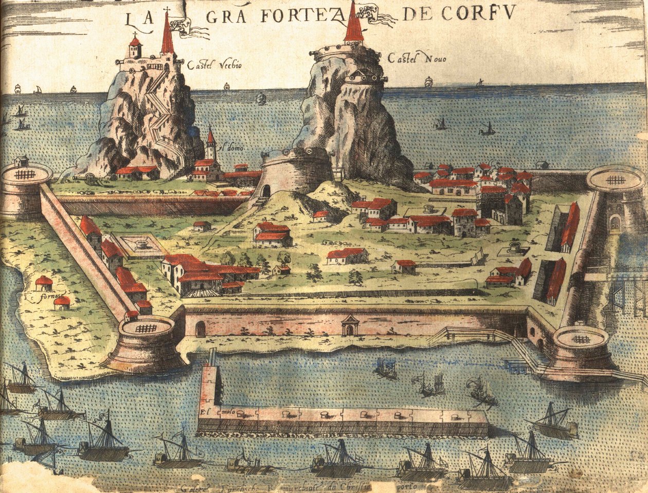 Korfu, Grækenland af Georg and Hogenberg Franz (1535 90) Braun