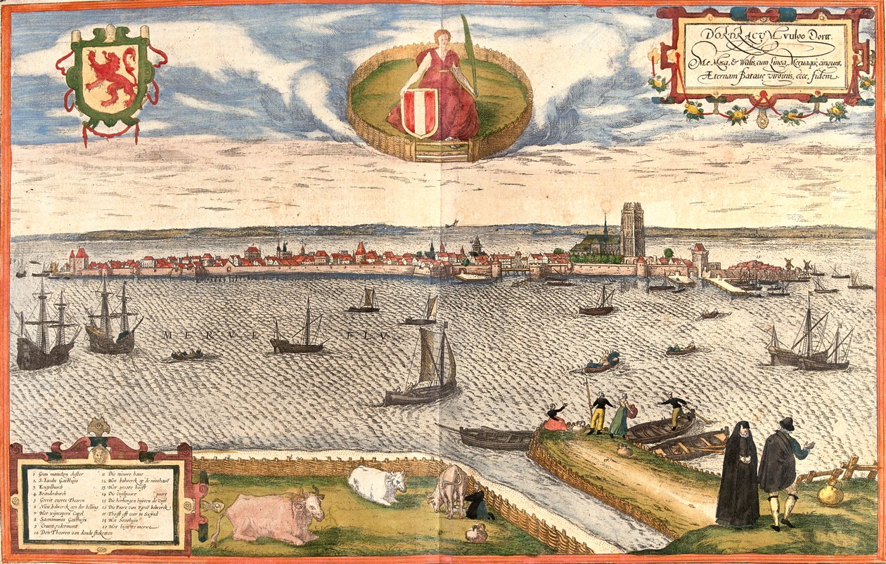 Dordrecht, Holland af Georg and Hogenberg Franz (1535 90) Braun