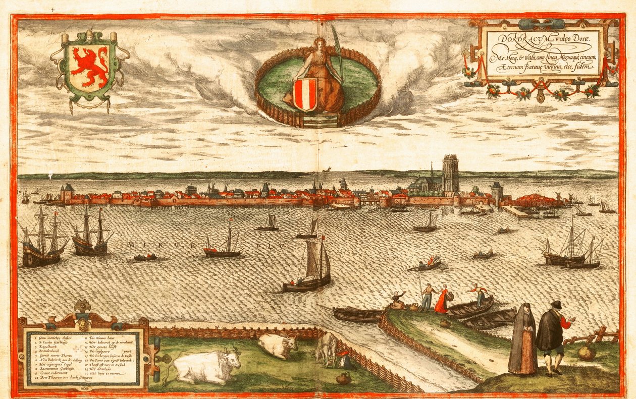 Dordrecht, Holland af Georg and Hogenberg Franz (1535 90) Braun