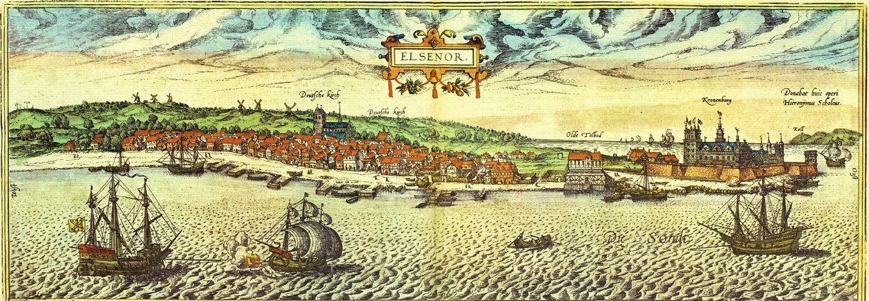 Helsingør, Danmark af Georg and Hogenberg Franz (1535 90) Braun