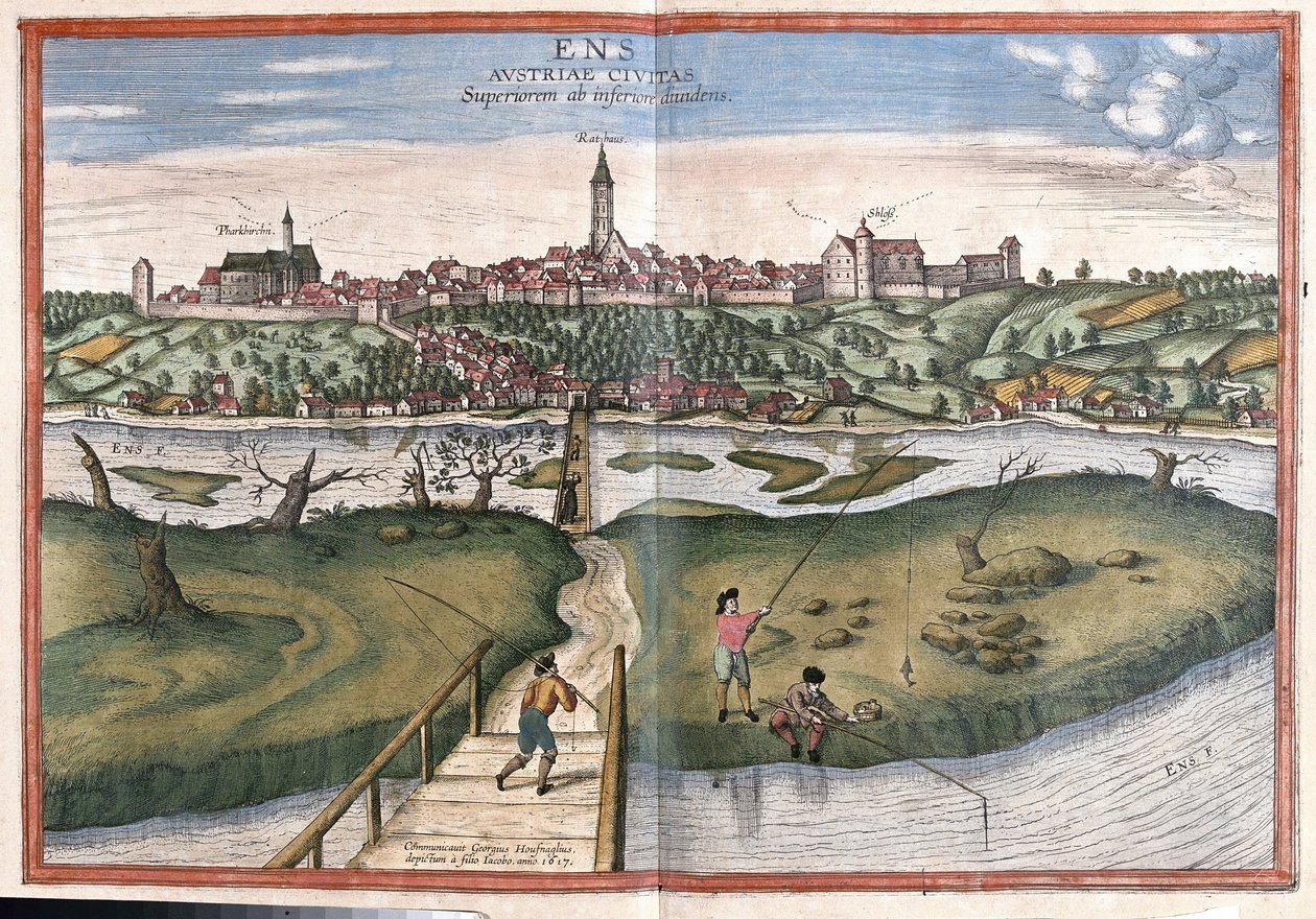 Enns, Østrig (gravering af Georg Braun and Hogenberg Franz
