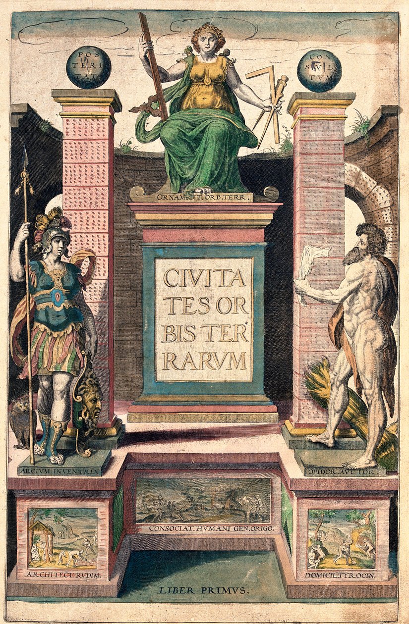 Forsiden af bogen Civitates orbis terrarum af Braun og Hogenberg af Georg and Hogenberg Franz (1535 90) Braun