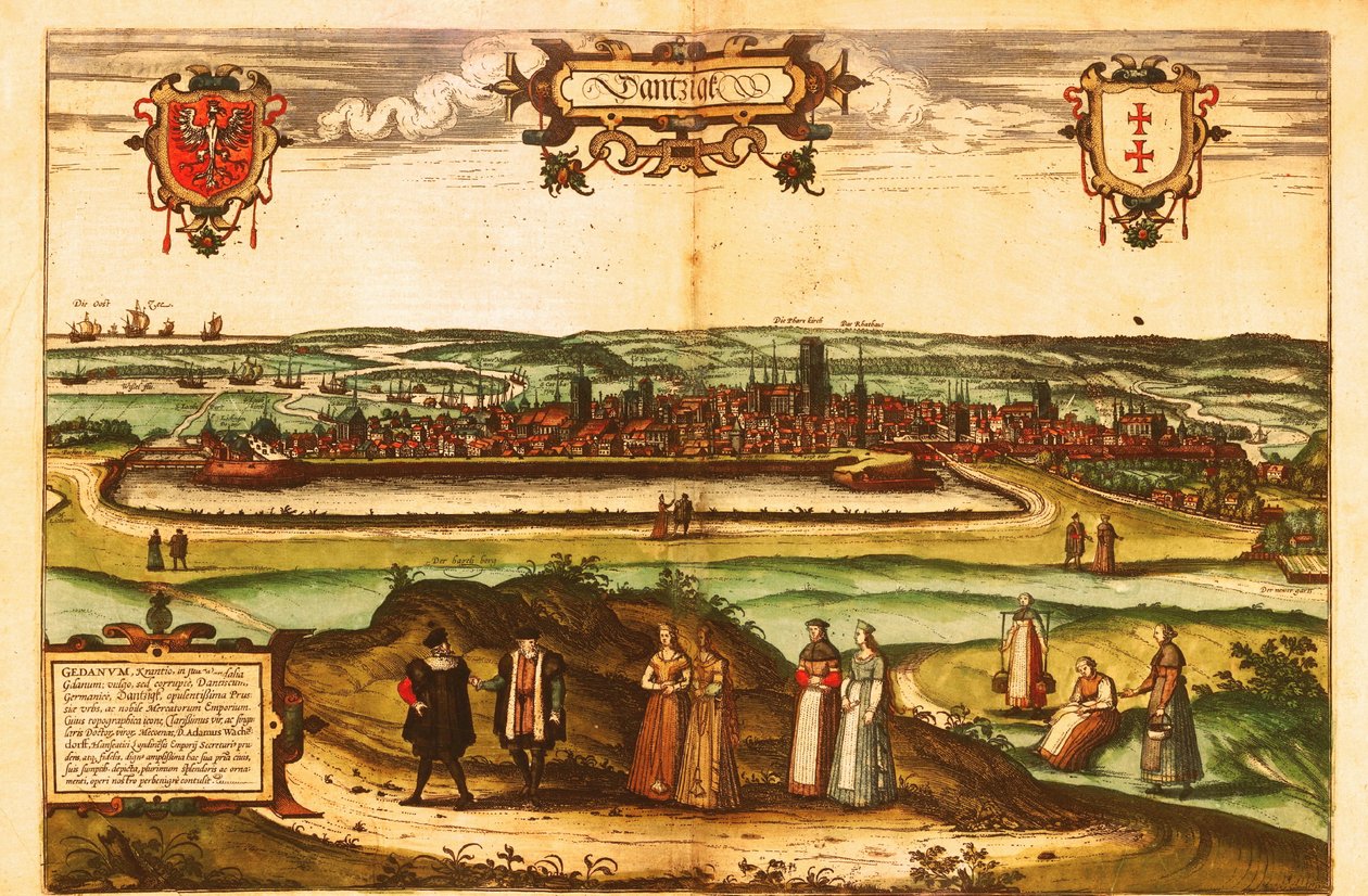 Gdansk, Polen af Georg and Hogenberg Franz (1535 90) Braun