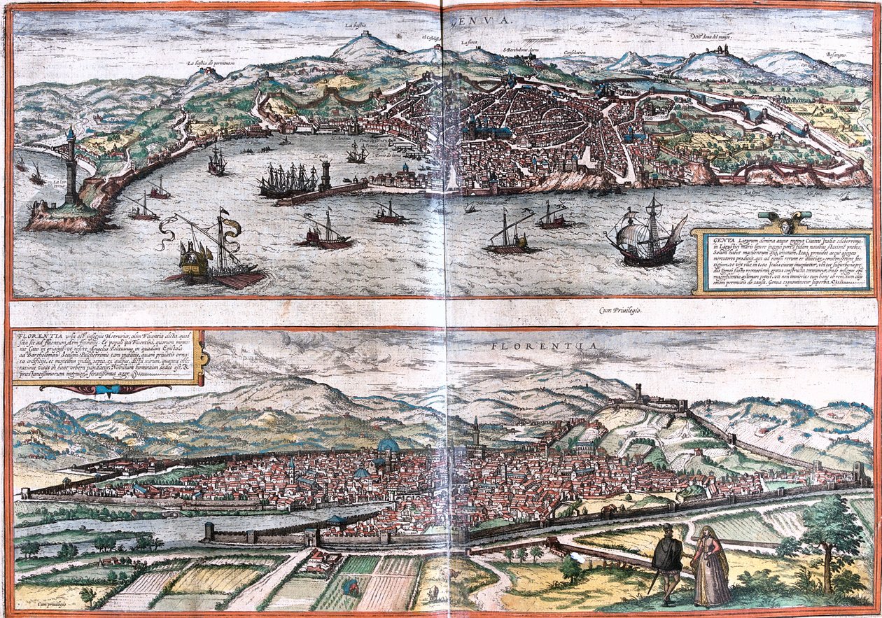 Genova, Firenze, Italien af Georg and Hogenberg Franz (1535 90) Braun