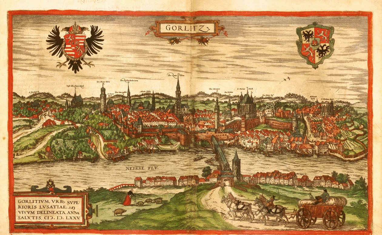 Gorlitz, Tyskland af Georg and Hogenberg Franz (1535-90) Braun