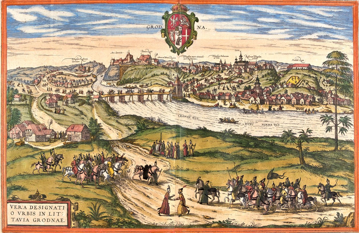Grodno, Hviderusland af Georg and Hogenberg Franz (1535 90) Braun