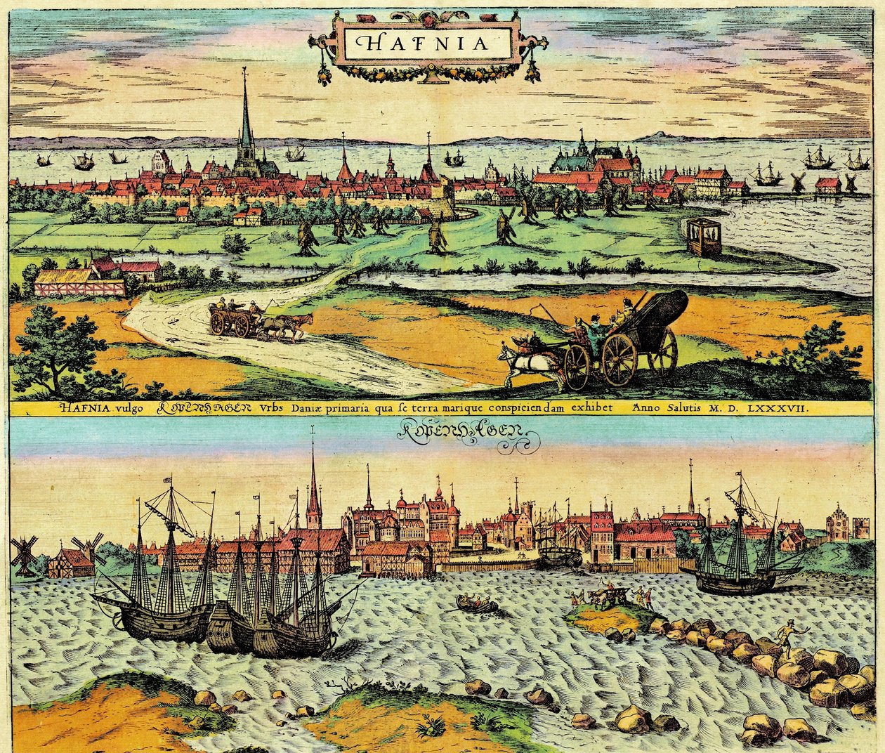 Hafnia/København, Danmark af Georg Braun and Hogenberg Franz