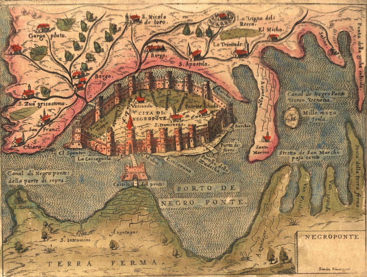 Island, Khalkis, Dalmatien af Georg and Hogenberg Franz (1535 90) Braun