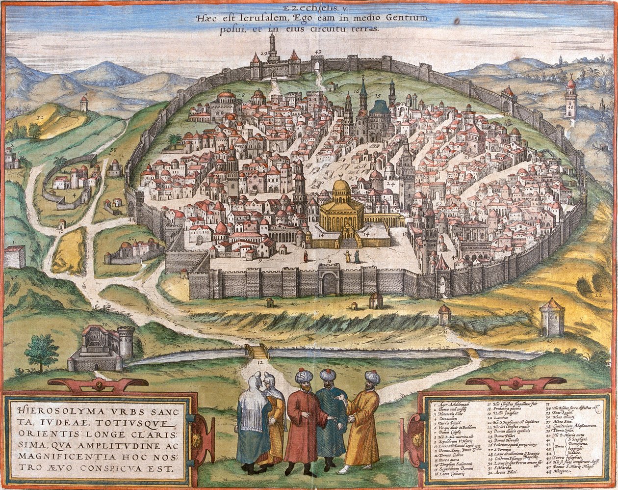 Jerusalem, Israel af Georg and Hogenberg Franz (1535 90) Braun