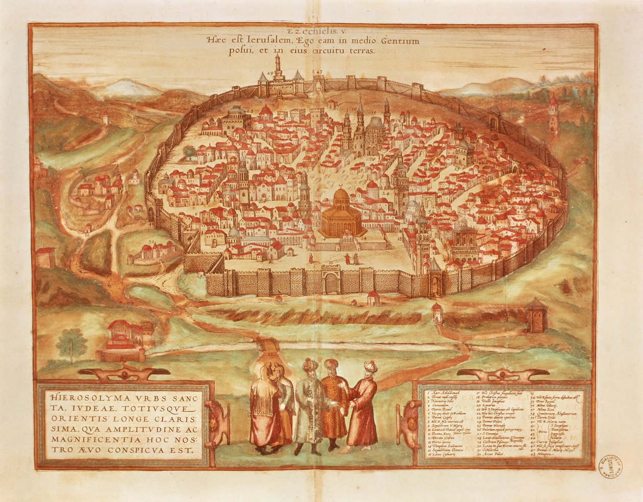 Jerusalem fra verdens byer af Georg Braun af Georg Braun and Hogenberg Franz