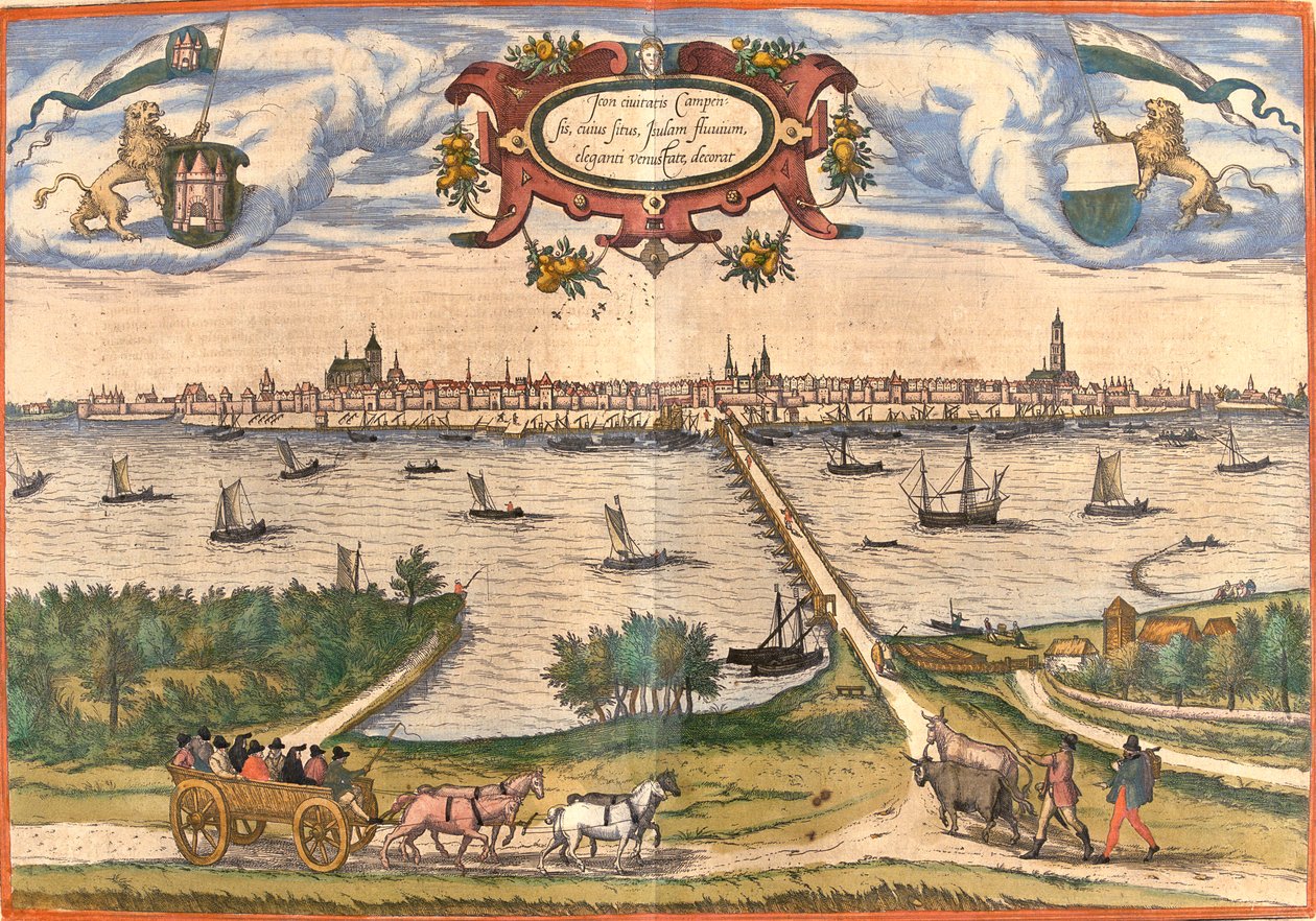 Kampen, Holland af Georg and Hogenberg Franz (1535 90) Braun