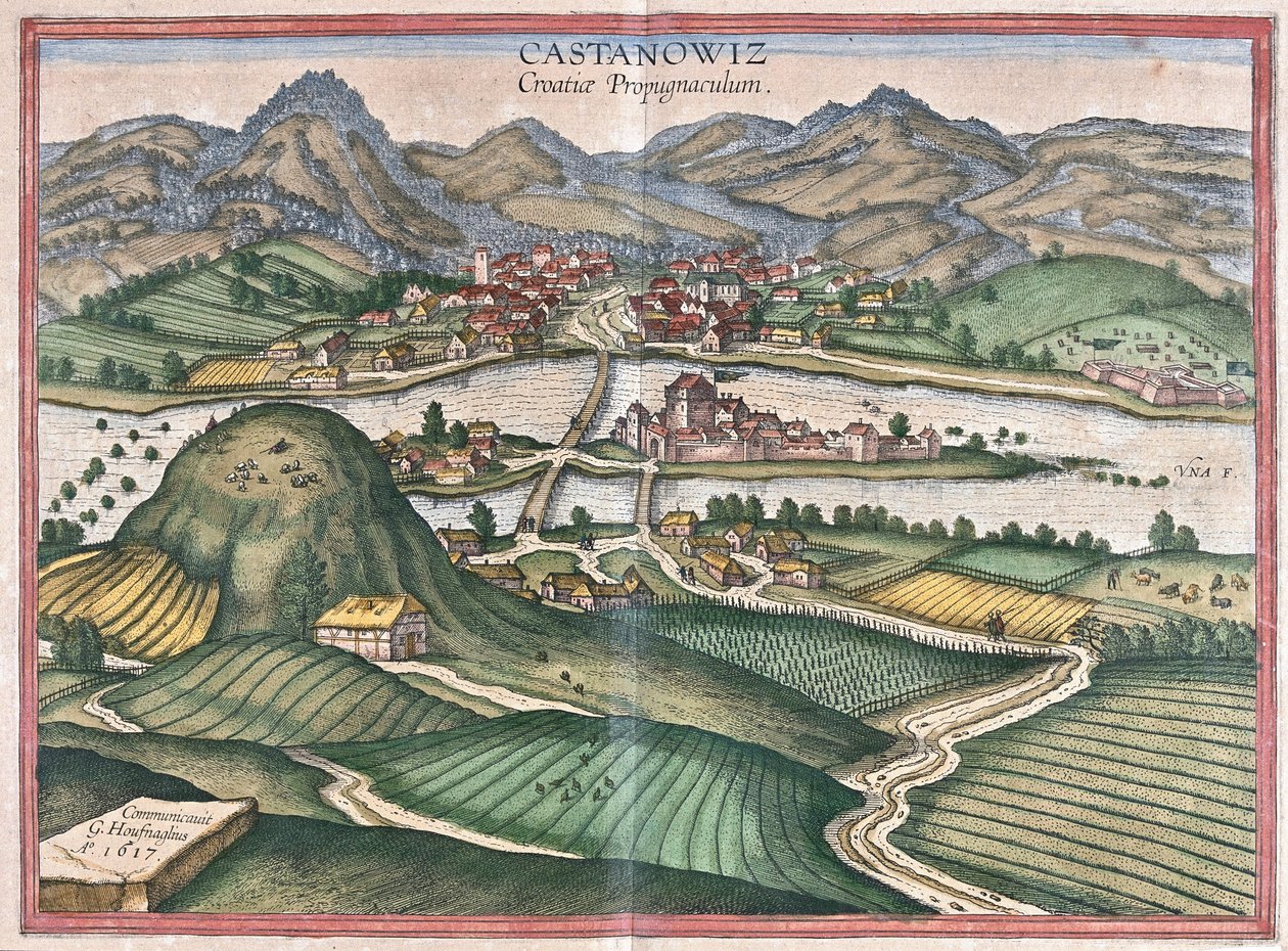 Kostajnica, Kroatien (gravering af Georg Braun and Hogenberg Franz