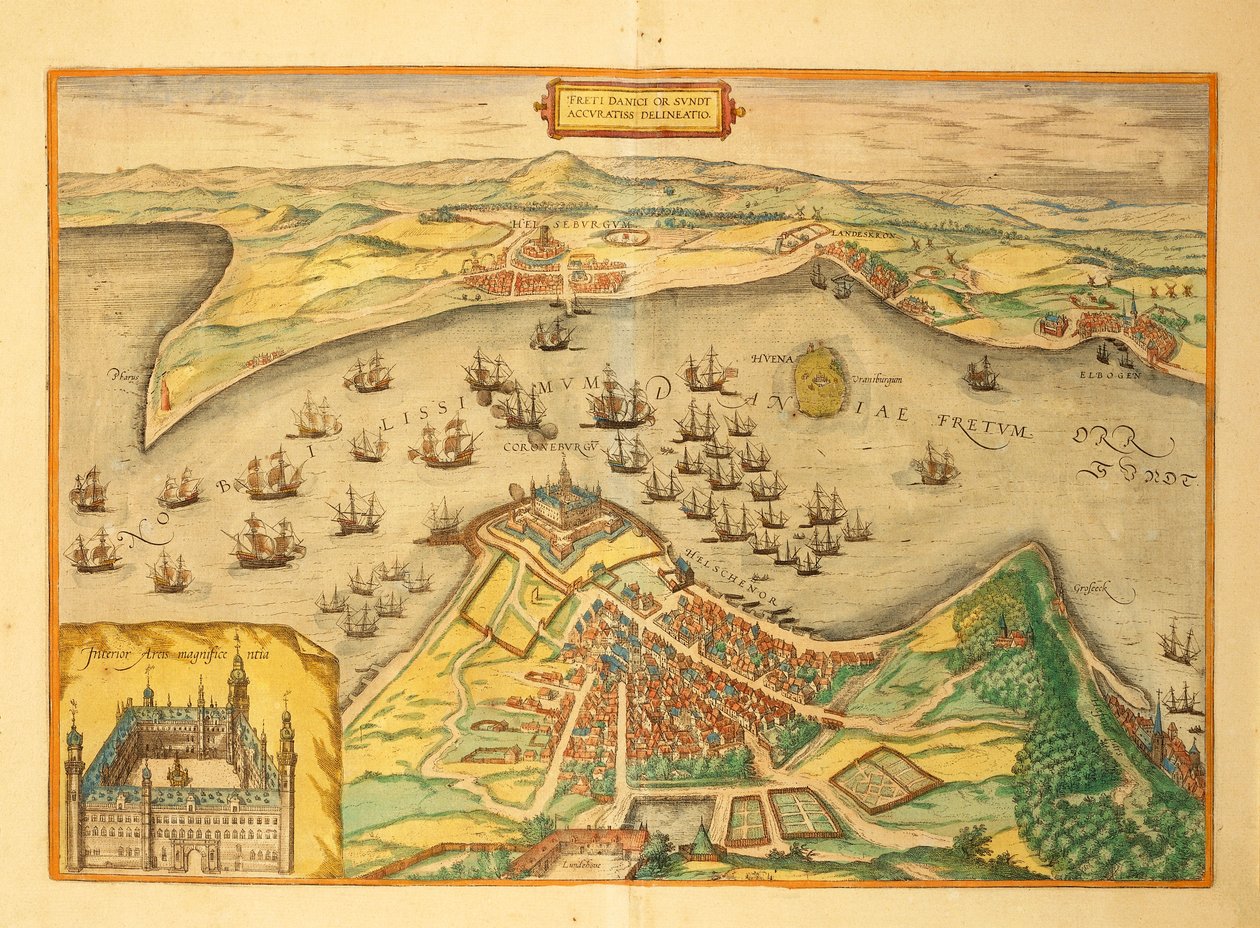 Kronborg fra Verdens byer af Georg Braun af Georg Braun and Hogenberg Franz