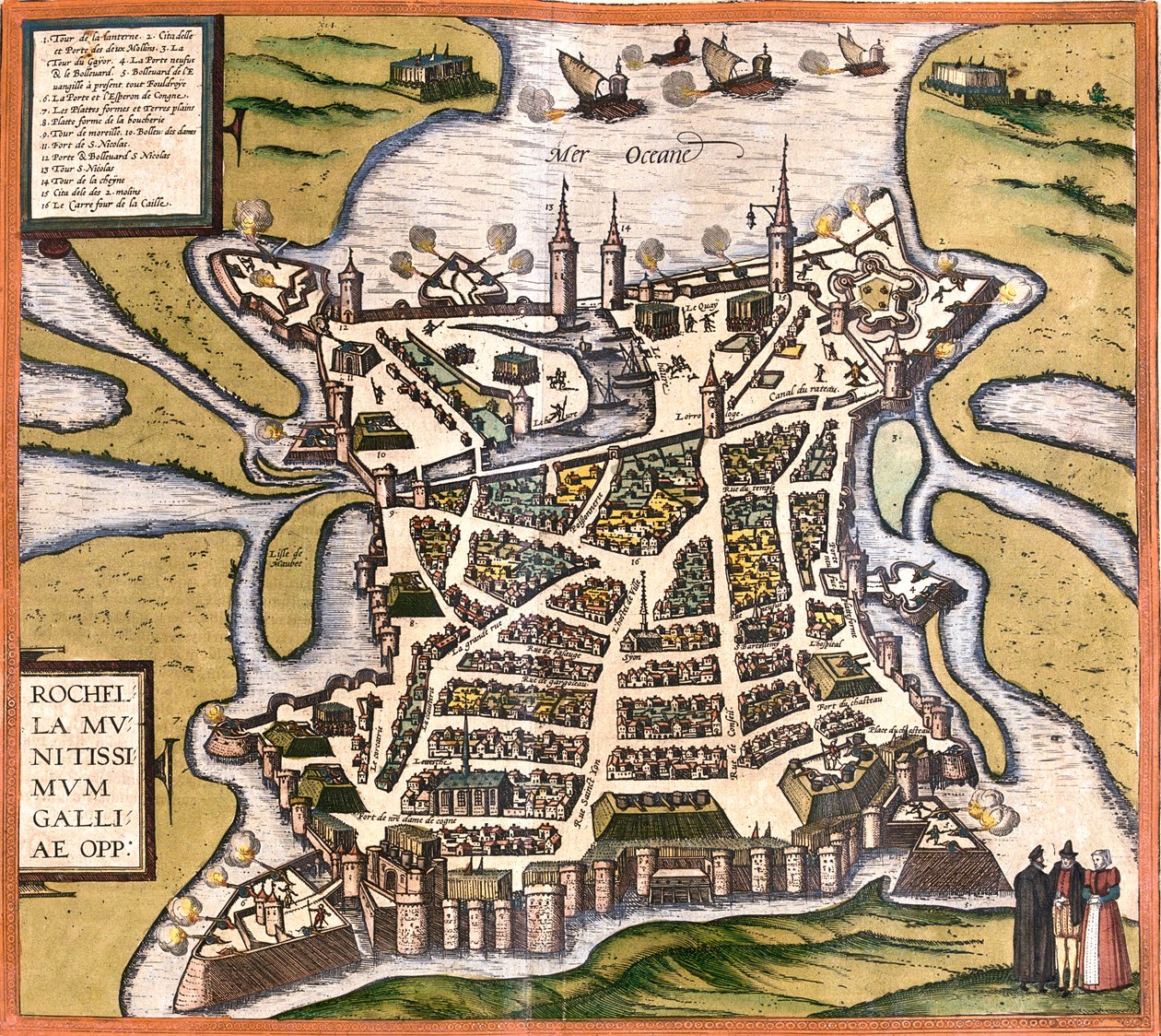 La Rochelle, Frankrig af Georg and Hogenberg Franz (1535 90) Braun