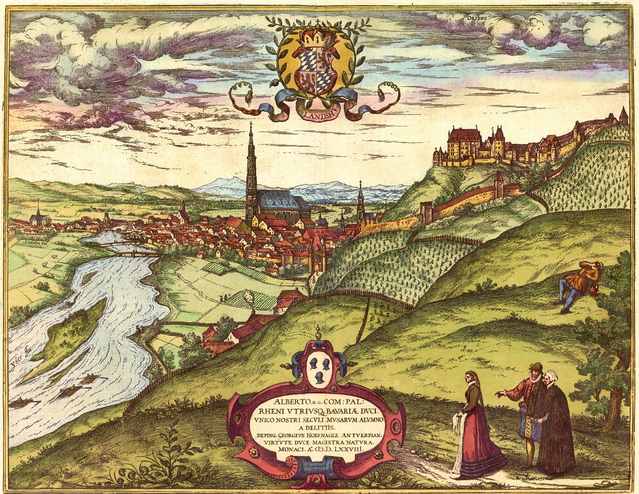 Landshut, Tyskland af Georg and Hogenberg Franz (1535 90) Braun