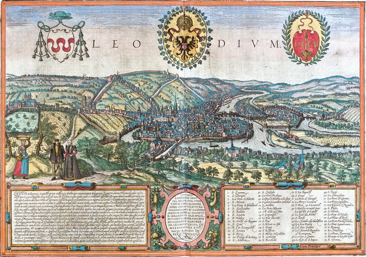 Liege, Belgien af Georg and Hogenberg Franz (1535 90) Braun