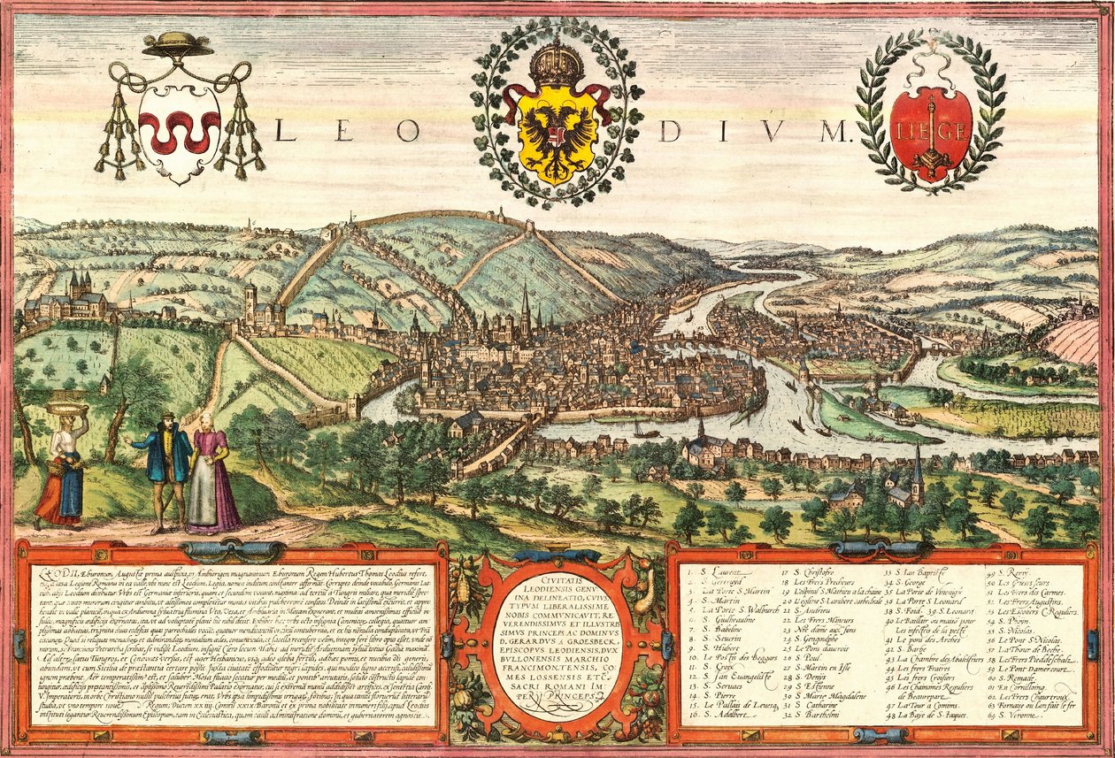 Liege, Belgien af Georg and Hogenberg Franz (1535 90) Braun