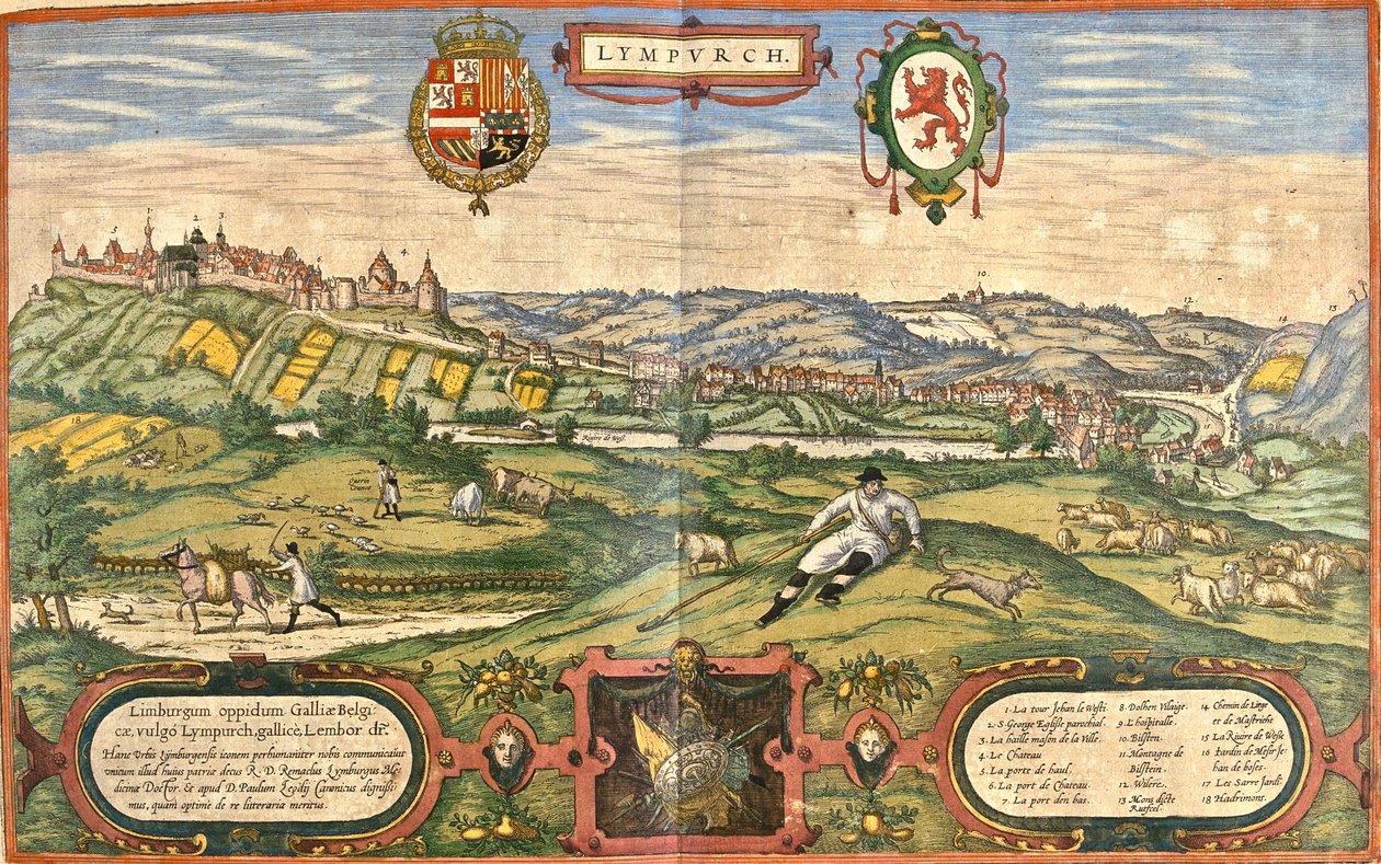 Limburg, Belgien af Georg and Hogenberg Franz (1535 90) Braun