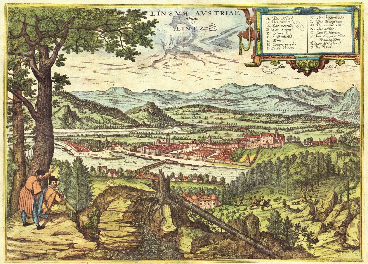 Linz, Østrig af Georg and Hogenberg Franz (1535 90) Braun