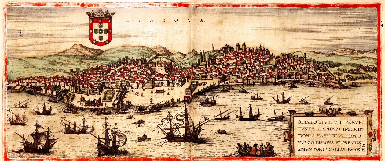 Lissabon, Portugal af Georg and Hogenberg Franz (1535 90) Braun